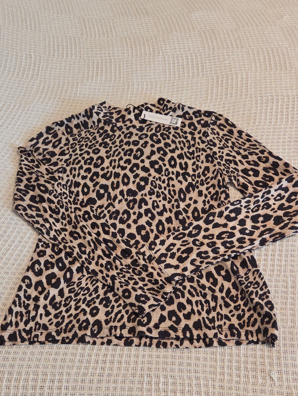 Sanctuary Beige and Black Leopard-Print Long Sleeve Top